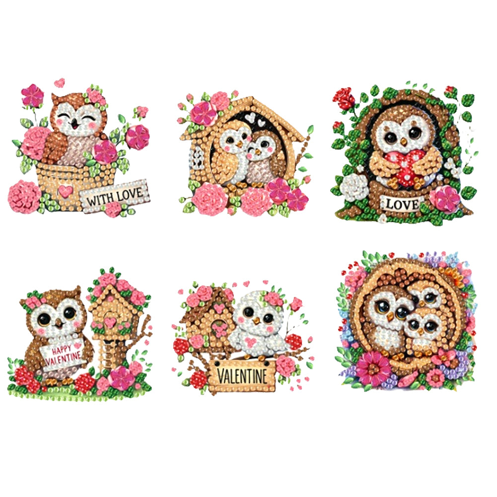 6Pcs Acrylic 2D Flat Animal Diamond Art Fridge Magnet Diamond Art Magnets Decals