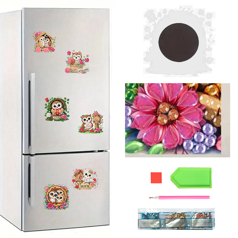 6Pcs Acrylic 2D Flat Animal Diamond Art Fridge Magnet Diamond Art Magnets Decals