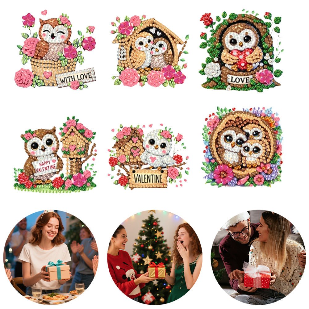 6Pcs Acrylic 2D Flat Animal Diamond Art Fridge Magnet Diamond Art Magnets Decals