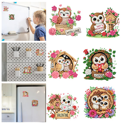 6Pcs Acrylic 2D Flat Animal Diamond Art Fridge Magnet Diamond Art Magnets Decals