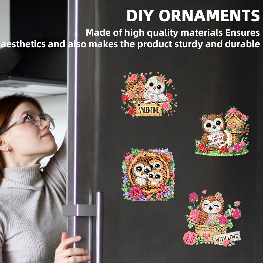 6Pcs Acrylic 2D Flat Animal Diamond Art Fridge Magnet Diamond Art Magnets Decals