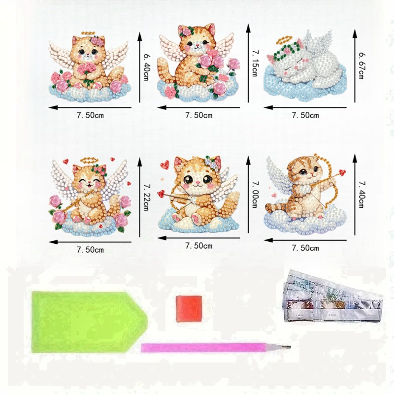 6Pcs Acrylic 2D Flat Animal Diamond Art Fridge Magnet Diamond Art Magnets Decals