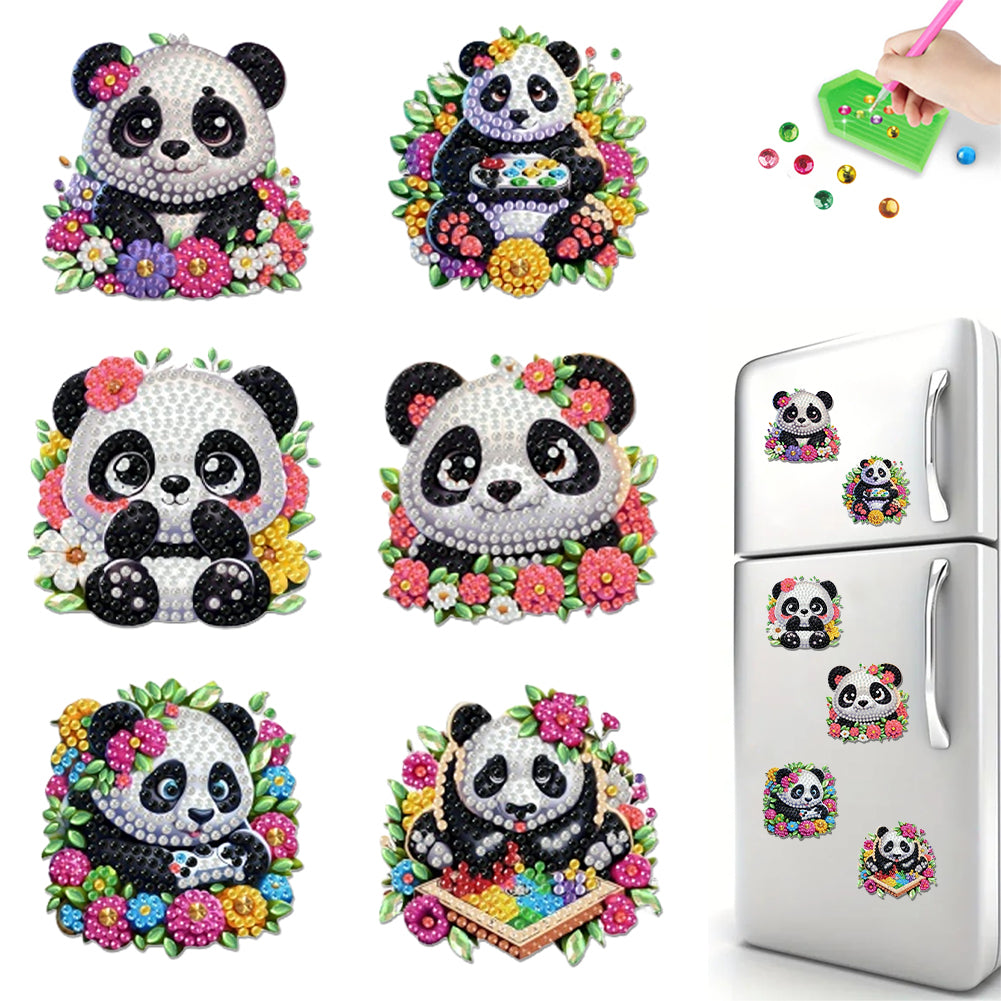 6Pcs Acrylic 2D Flat Animal Diamond Art Fridge Magnet Diamond Art Magnets Decals