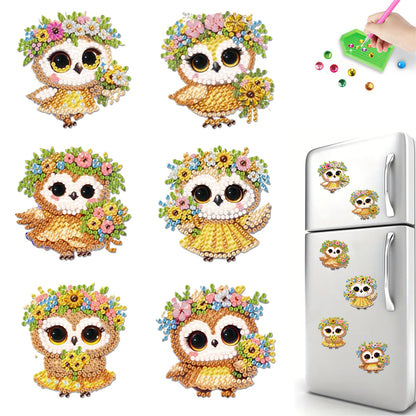 6Pcs Acrylic 2D Flat Animal Diamond Art Fridge Magnet Diamond Art Magnets Decals