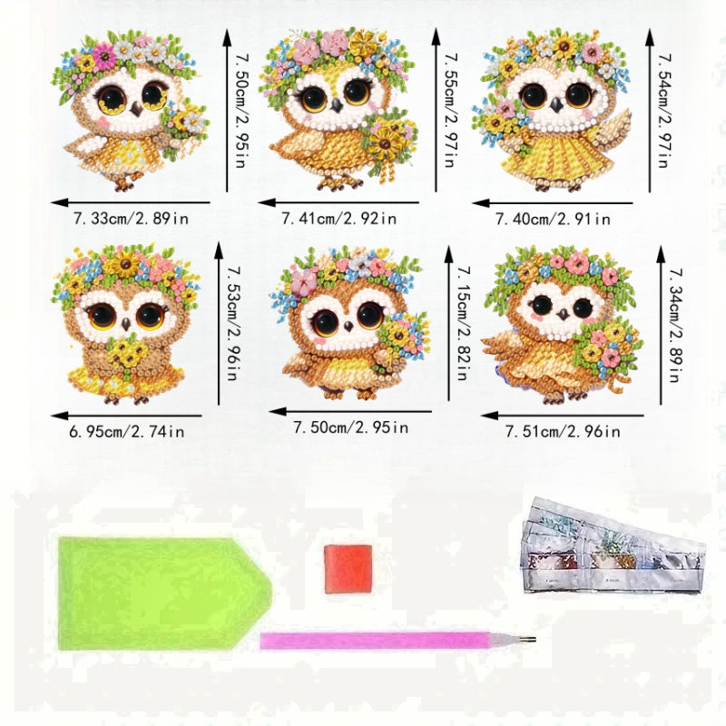 6Pcs Acrylic 2D Flat Animal Diamond Art Fridge Magnet Diamond Art Magnets Decals