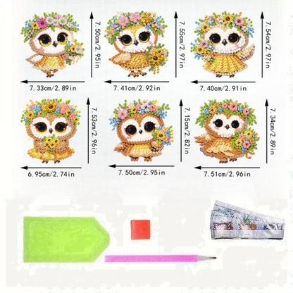 6Pcs Acrylic 2D Flat Animal Diamond Art Fridge Magnet Diamond Art Magnets Decals