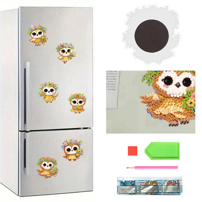 6Pcs Acrylic 2D Flat Animal Diamond Art Fridge Magnet Diamond Art Magnets Decals