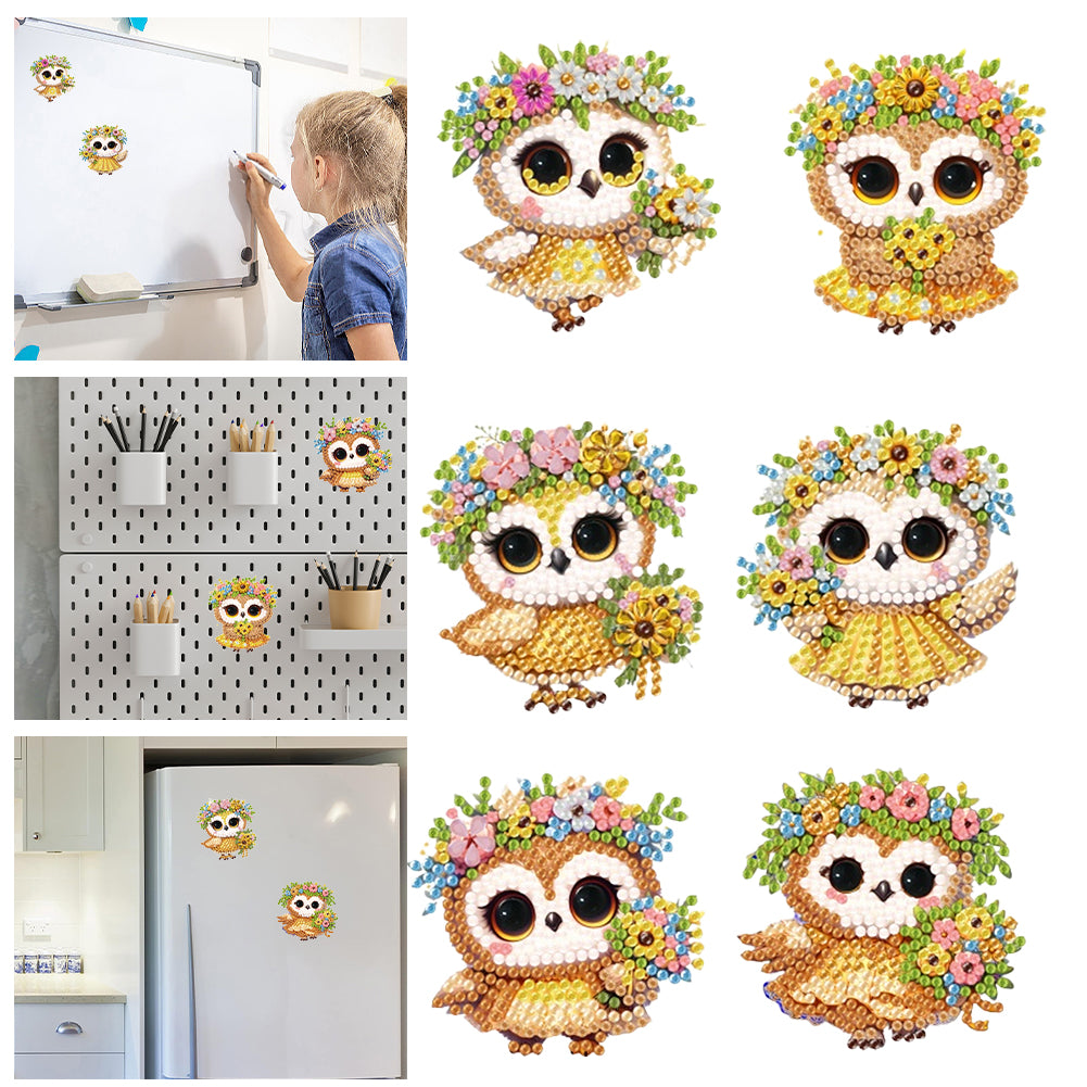 6Pcs Acrylic 2D Flat Animal Diamond Art Fridge Magnet Diamond Art Magnets Decals
