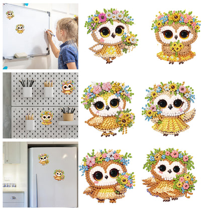 6Pcs Acrylic 2D Flat Animal Diamond Art Fridge Magnet Diamond Art Magnets Decals