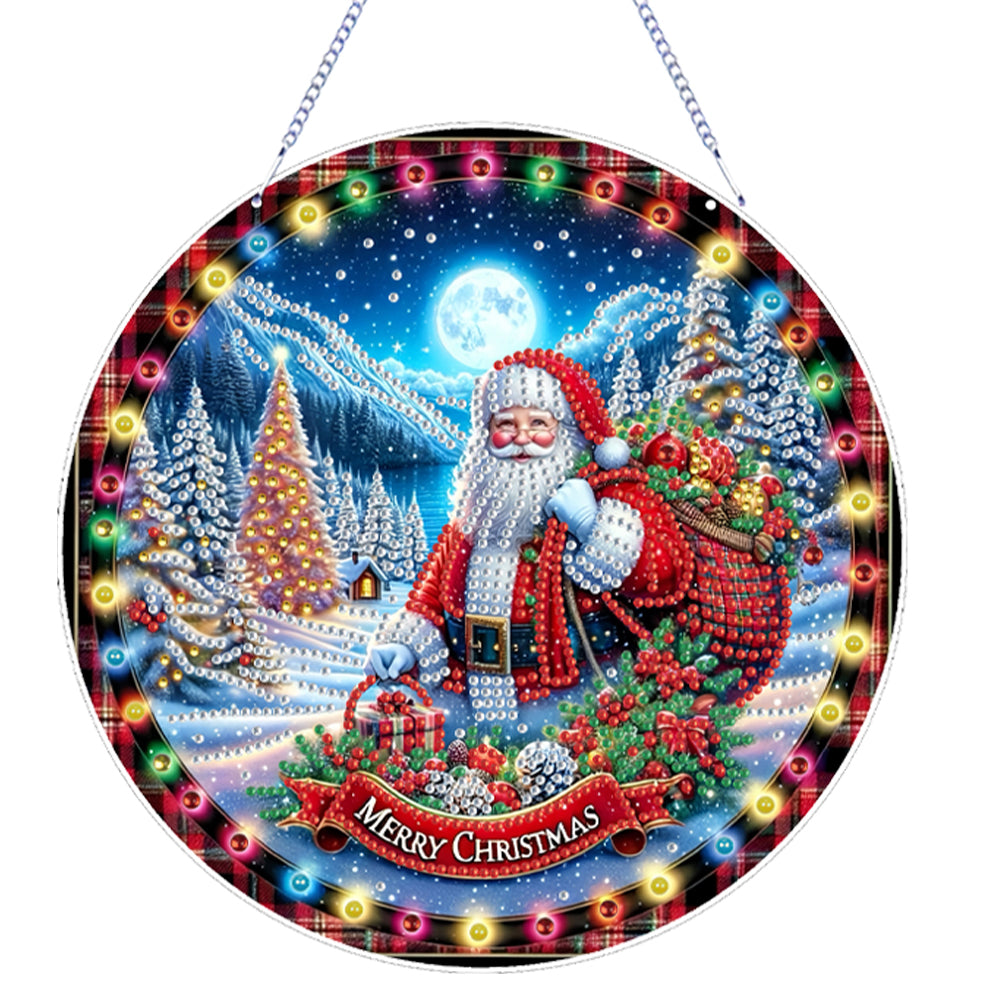 Xmas Theme 2D Flat DIY Hanging Diamond Art Kits Wall Decor for Home & Windows