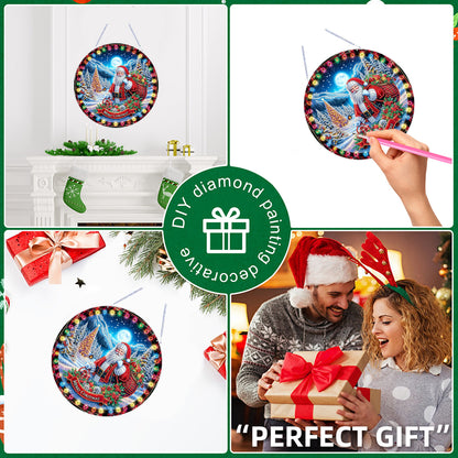 Xmas Theme 2D Flat DIY Hanging Diamond Art Kits Wall Decor for Home & Windows