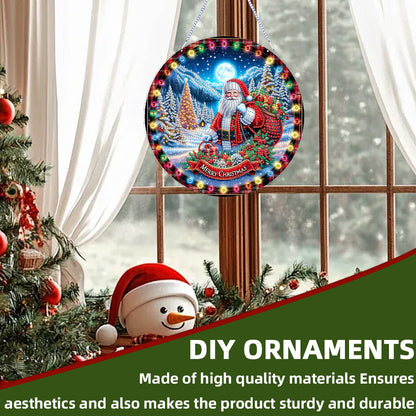Xmas Theme 2D Flat DIY Hanging Diamond Art Kits Wall Decor for Home & Windows
