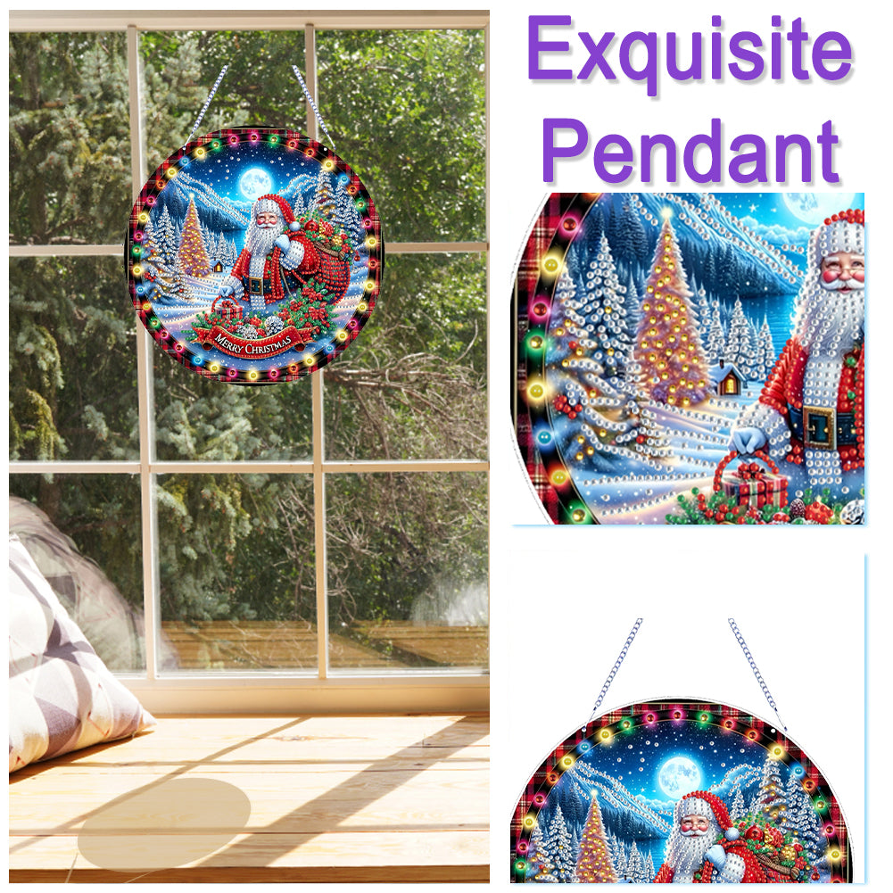 Xmas Theme 2D Flat DIY Hanging Diamond Art Kits Wall Decor for Home & Windows