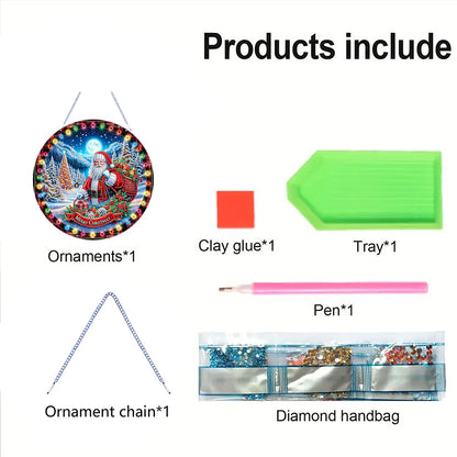 Xmas Theme 2D Flat DIY Hanging Diamond Art Kits Wall Decor for Home & Windows