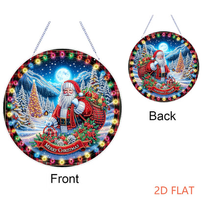 Xmas Theme 2D Flat DIY Hanging Diamond Art Kits Wall Decor for Home & Windows