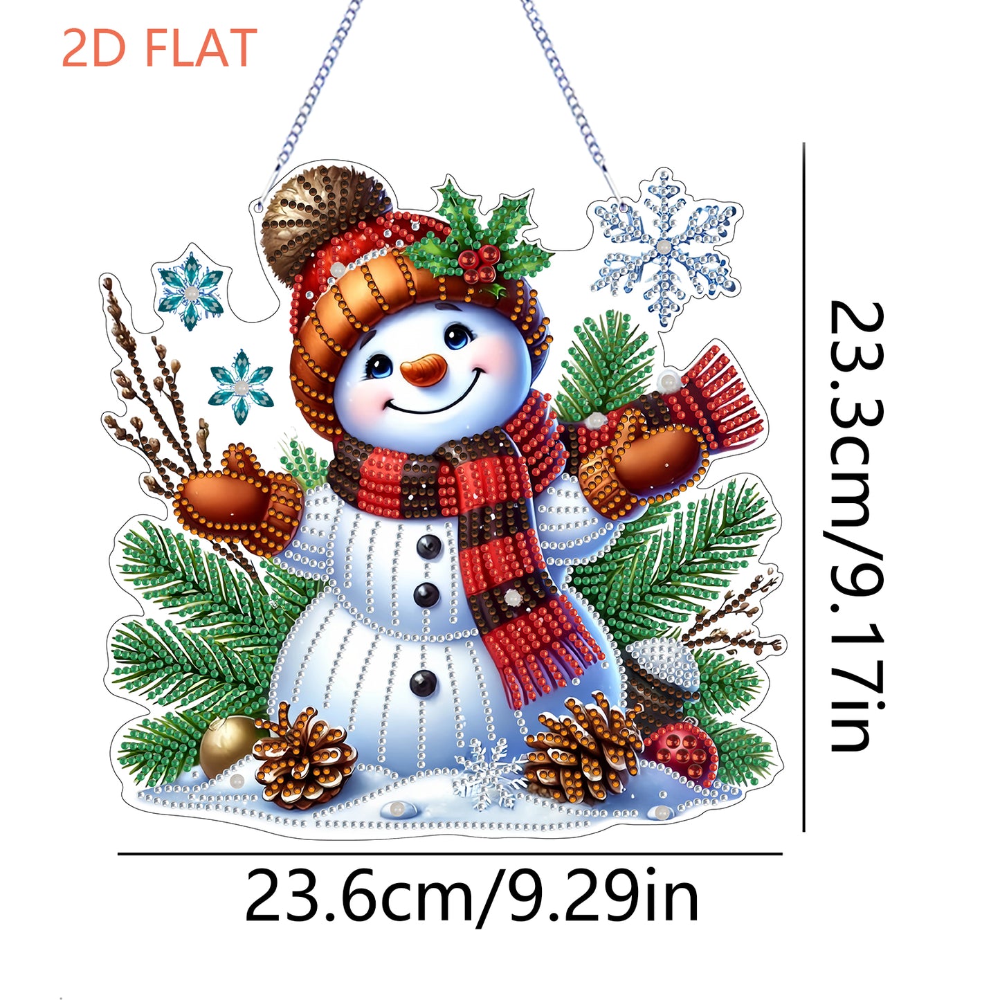 Xmas Theme 2D Flat DIY Hanging Diamond Art Kits Wall Decor for Home & Windows