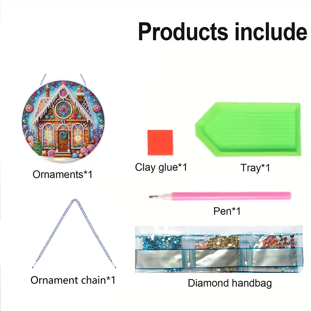 Xmas Theme 2D Flat DIY Hanging Diamond Art Kits Wall Decor for Home & Windows