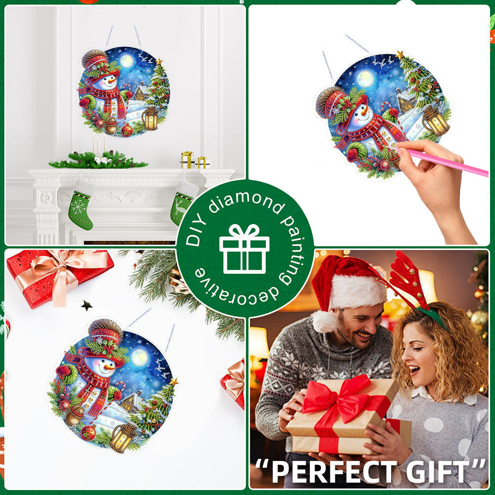 Xmas Theme 2D Flat DIY Hanging Diamond Art Kits Wall Decor for Home & Windows