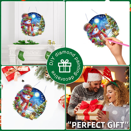 Xmas Theme 2D Flat DIY Hanging Diamond Art Kits Wall Decor for Home & Windows