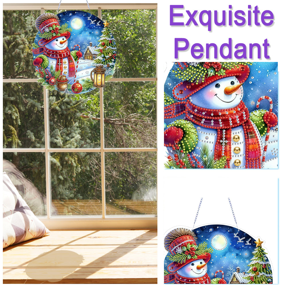 Xmas Theme 2D Flat DIY Hanging Diamond Art Kits Wall Decor for Home & Windows