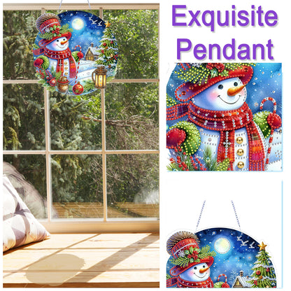 Xmas Theme 2D Flat DIY Hanging Diamond Art Kits Wall Decor for Home & Windows