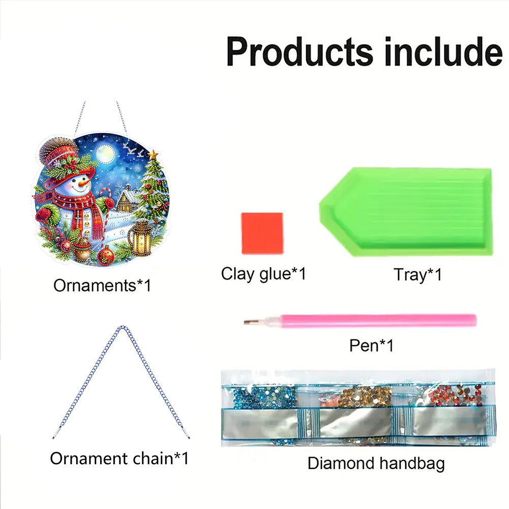 Xmas Theme 2D Flat DIY Hanging Diamond Art Kits Wall Decor for Home & Windows