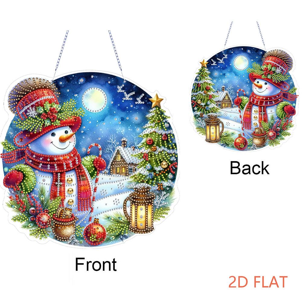 Xmas Theme 2D Flat DIY Hanging Diamond Art Kits Wall Decor for Home & Windows