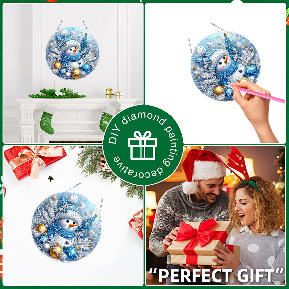 Xmas Theme 2D Flat DIY Hanging Diamond Art Kits Wall Decor for Home & Windows