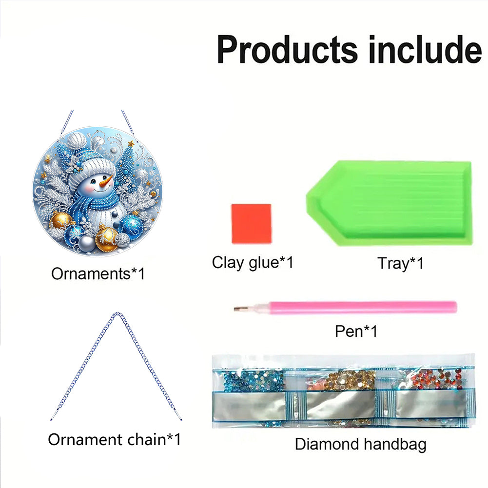 Xmas Theme 2D Flat DIY Hanging Diamond Art Kits Wall Decor for Home & Windows