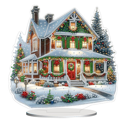 2D Flat Xmas House DIY Diamond Painting Desktop Decorations for Adults Beginner
