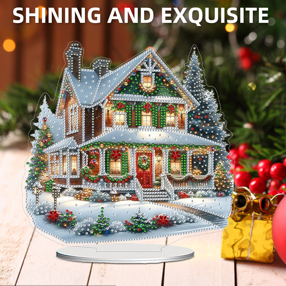 2D Flat Xmas House DIY Diamond Painting Desktop Decorations for Adults Beginner