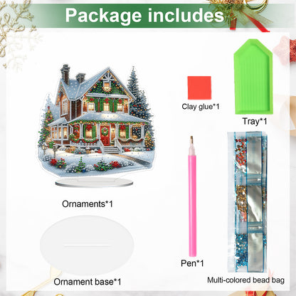 2D Flat Xmas House DIY Diamond Painting Desktop Decorations for Adults Beginner