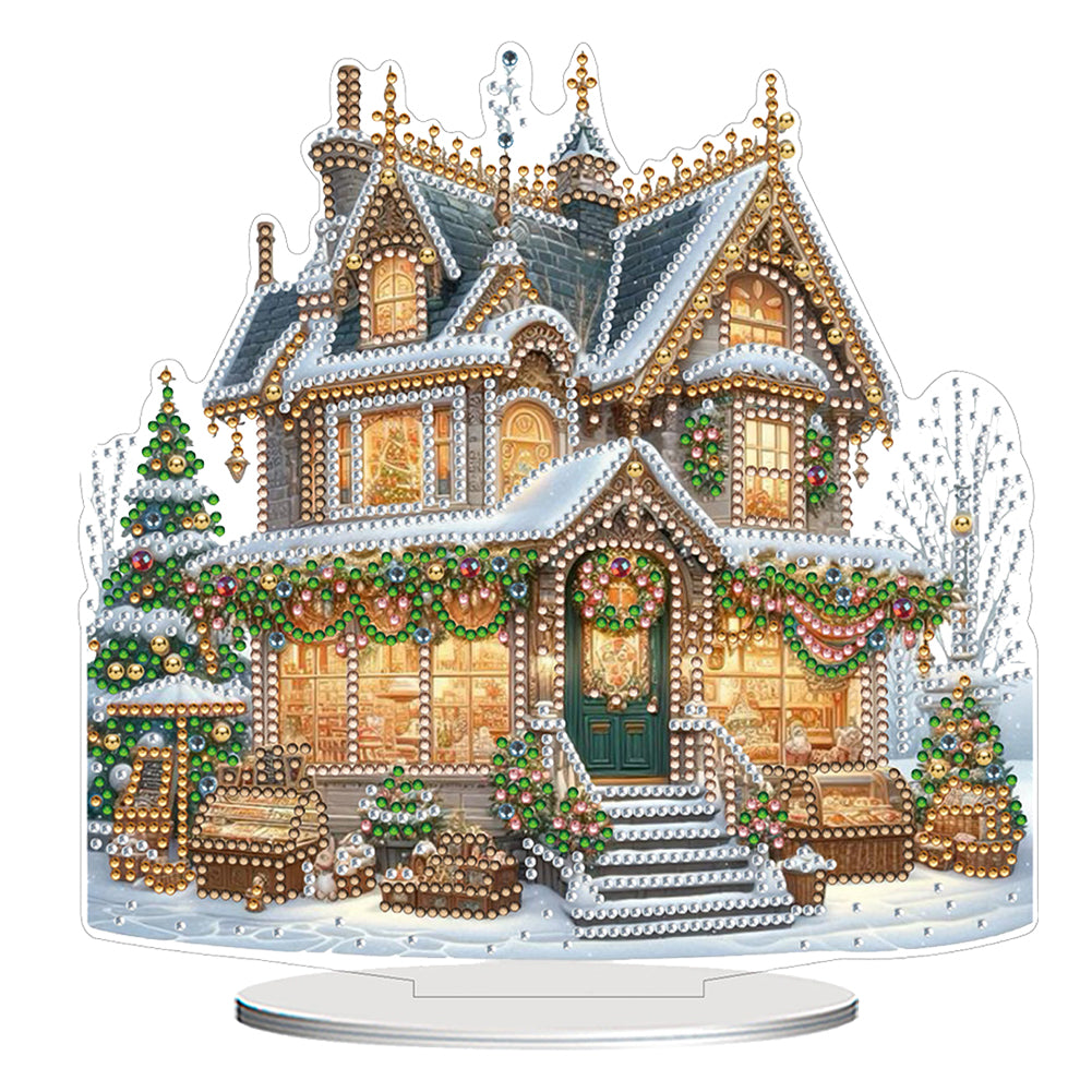 2D Flat Xmas House DIY Diamond Painting Desktop Decorations for Adults Beginner