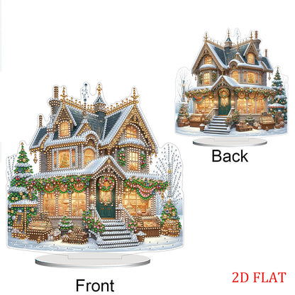 2D Flat Xmas House DIY Diamond Painting Desktop Decorations for Adults Beginner