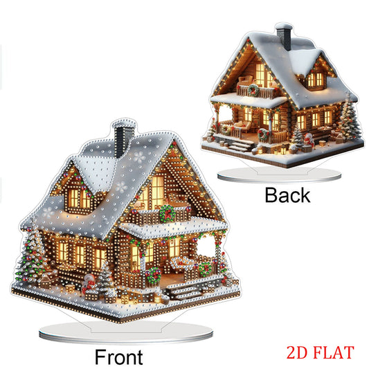 2D Flat Xmas House DIY Diamond Painting Desktop Decorations for Adults Beginner
