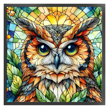 Glass Painting - Owl - 11CT Stamped Cross Stitch 40*40CM
