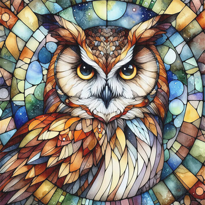 Glass Painting - Owl - 11CT Stamped Cross Stitch 40*40CM