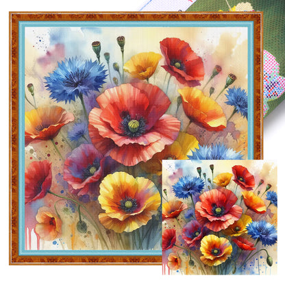 Poppy - 11CT Stamped Cross Stitch 40*40CM