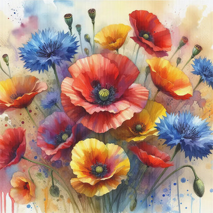 Poppy - 11CT Stamped Cross Stitch 40*40CM