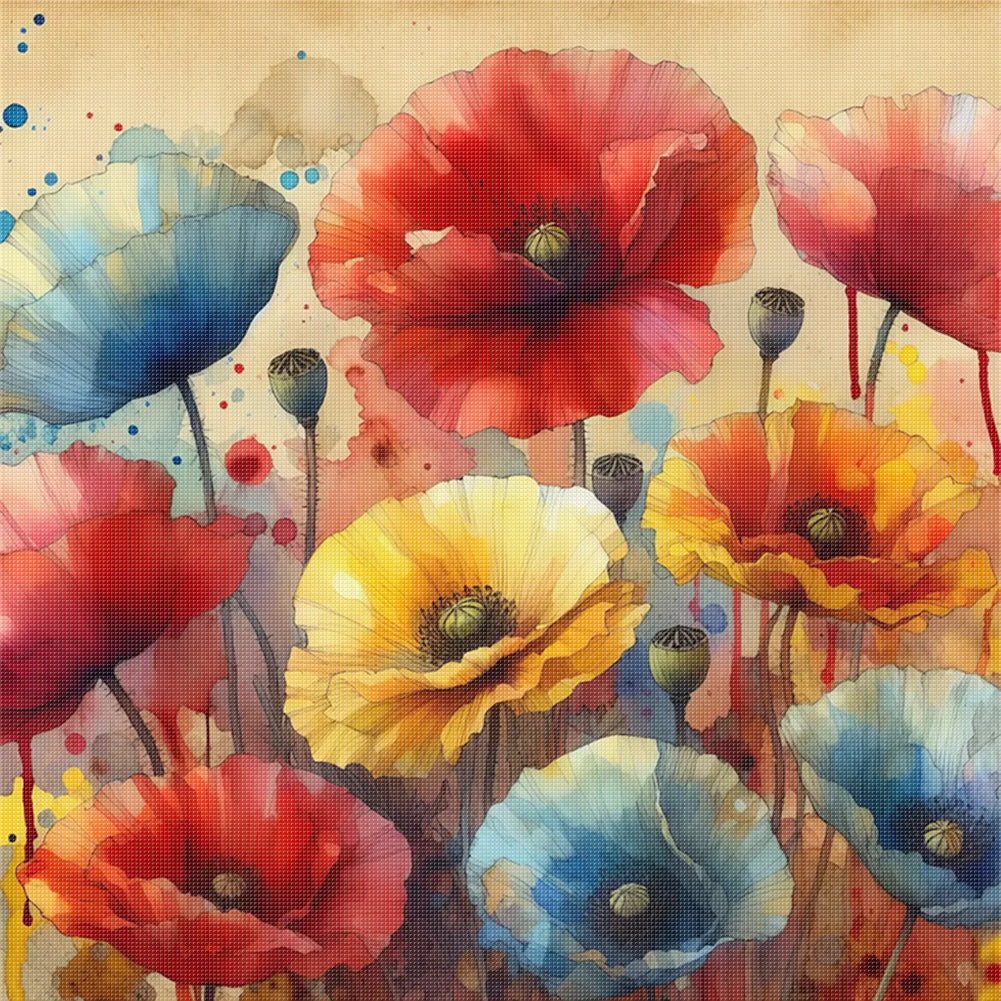 Poppy - 11CT Stamped Cross Stitch 40*40CM