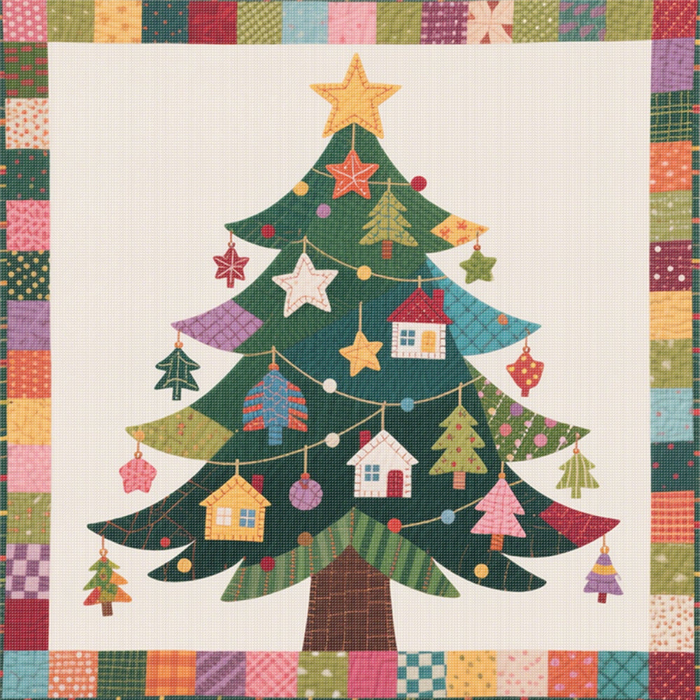Christmas Tree - 11CT Stamped Cross Stitch 40*40CM