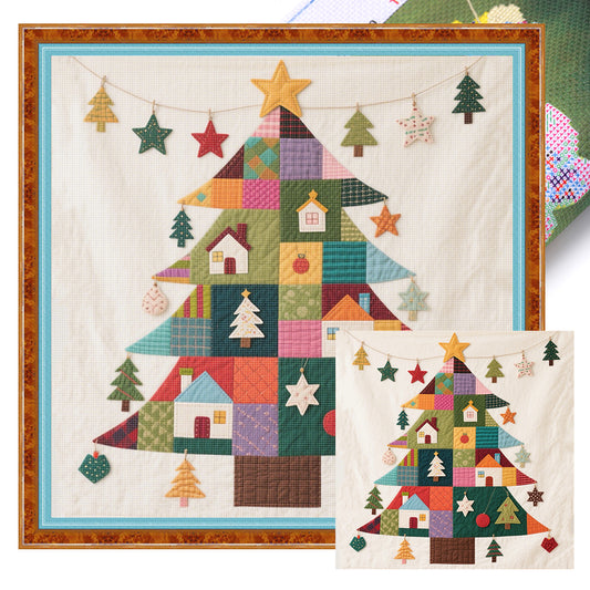 Patchwork Christmas Tree - 11CT Stamped Cross Stitch 40*40CM