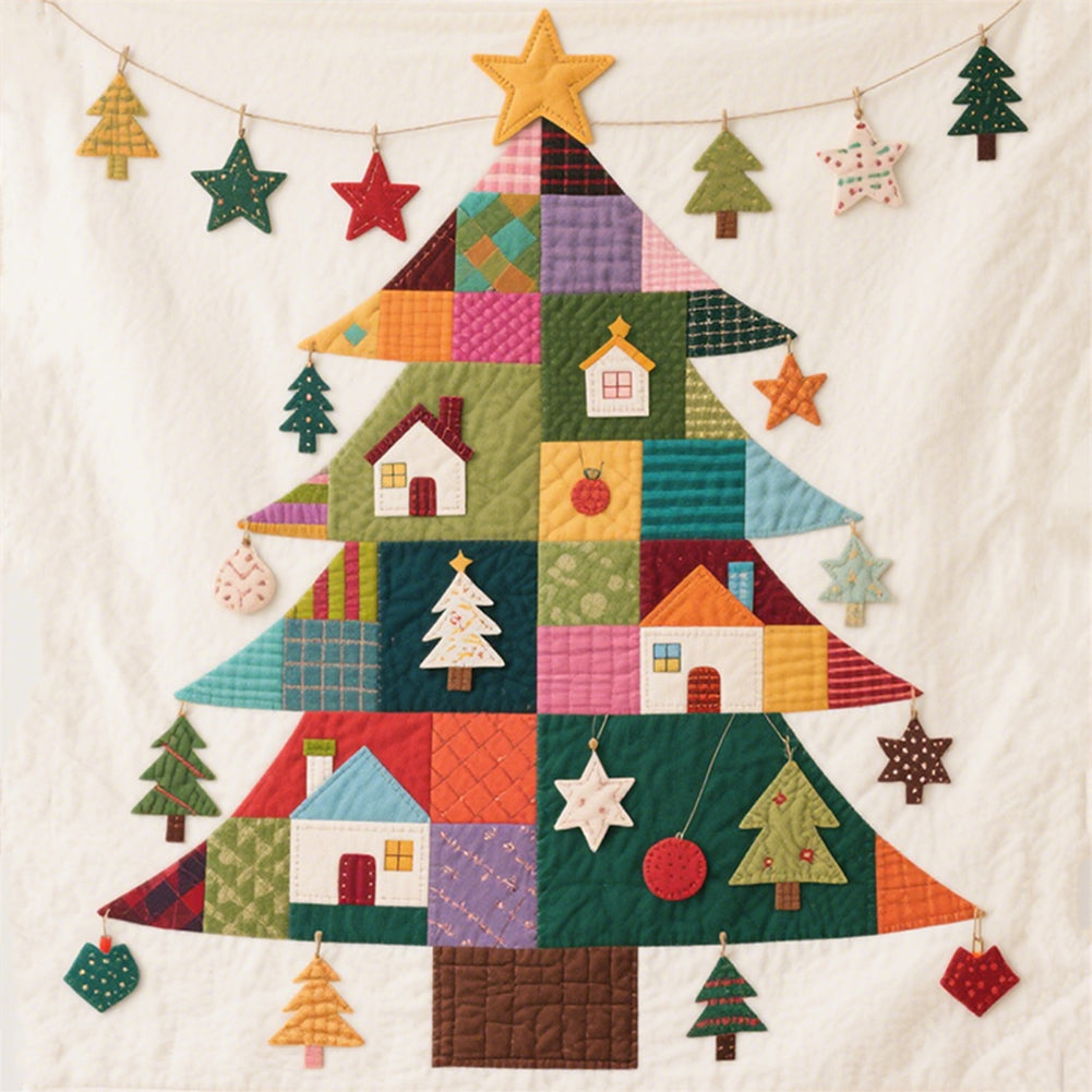 Patchwork Christmas Tree - 11CT Stamped Cross Stitch 40*40CM