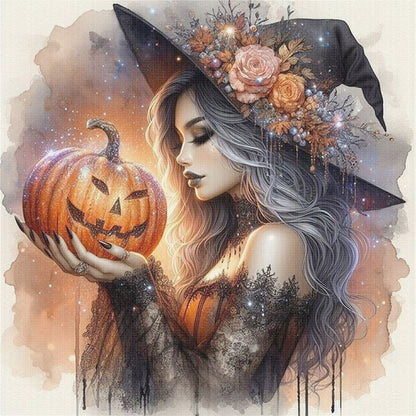 Pumpkin Witch - 11CT Stamped Cross Stitch 50*50CM