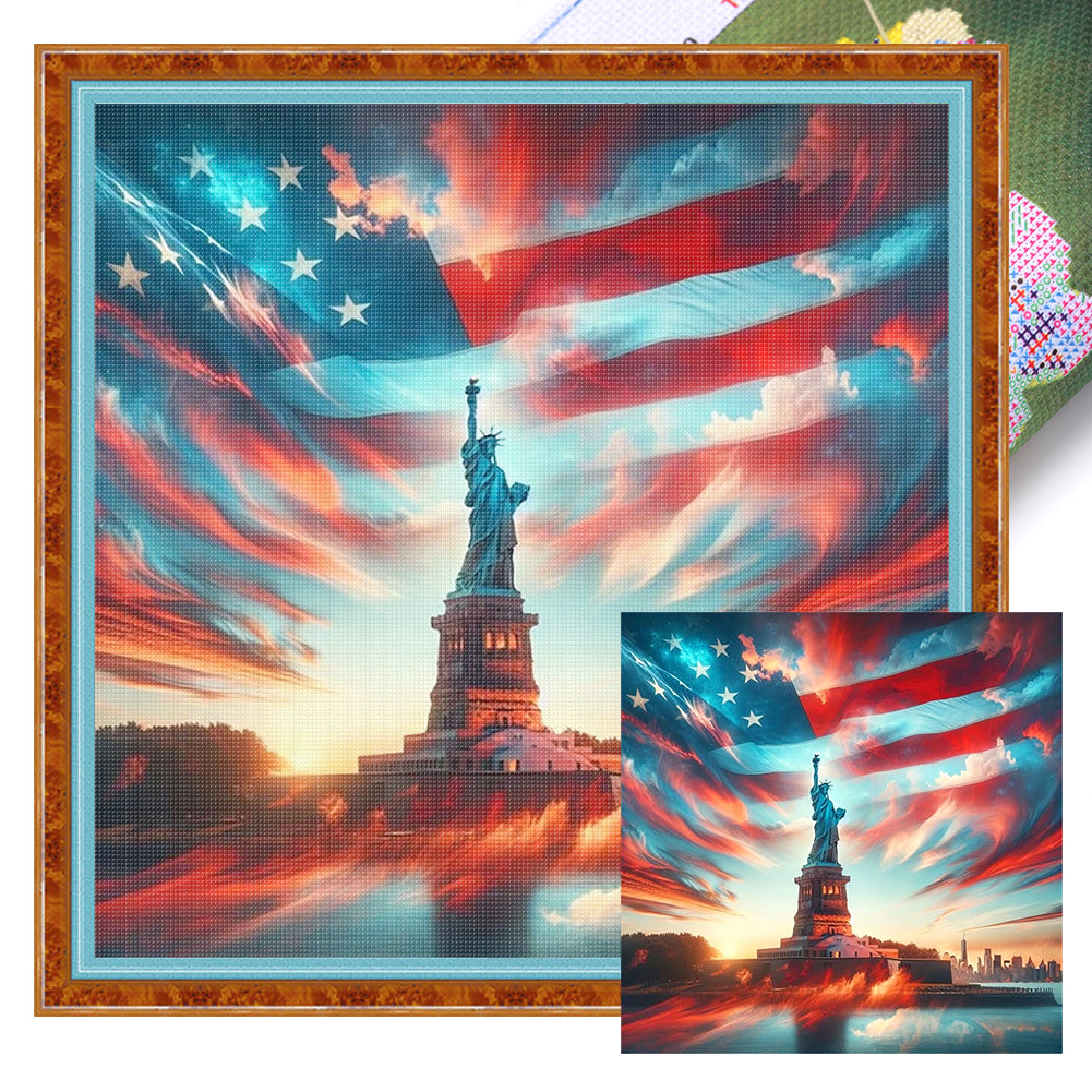 Independence Day Landscape - 11CT Stamped Cross Stitch 40*40CM