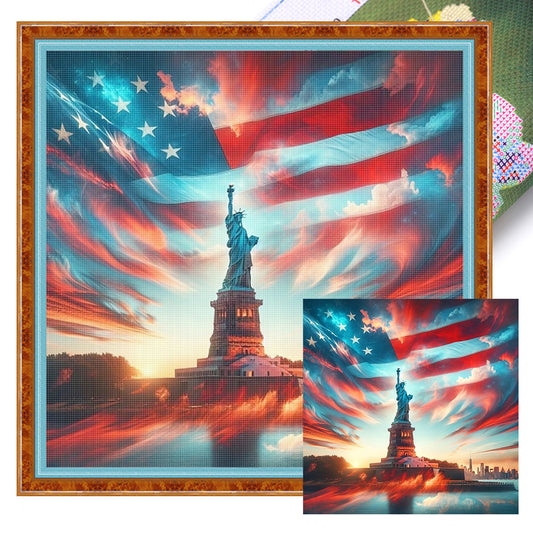 Independence Day Landscape - 11CT Stamped Cross Stitch 40*40CM