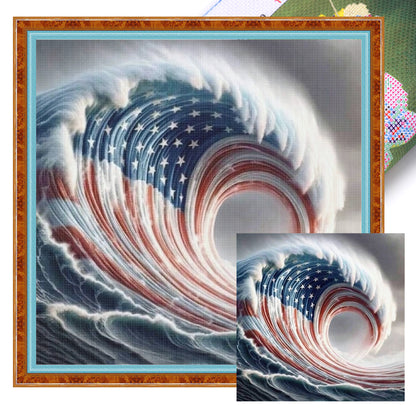 Independence Day Waves - 11CT Stamped Cross Stitch 40*40CM