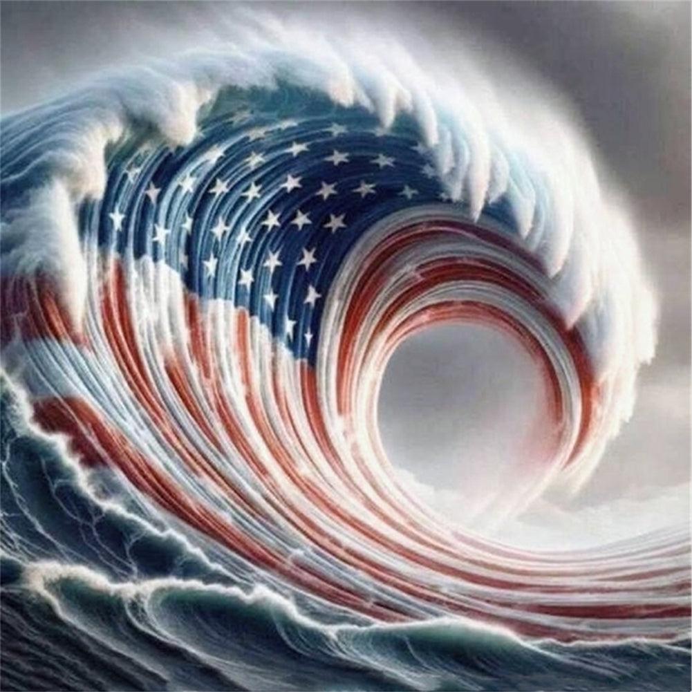 Independence Day Waves - 11CT Stamped Cross Stitch 40*40CM
