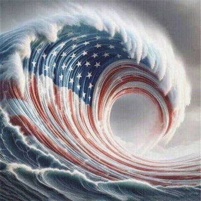 Independence Day Waves - 11CT Stamped Cross Stitch 40*40CM