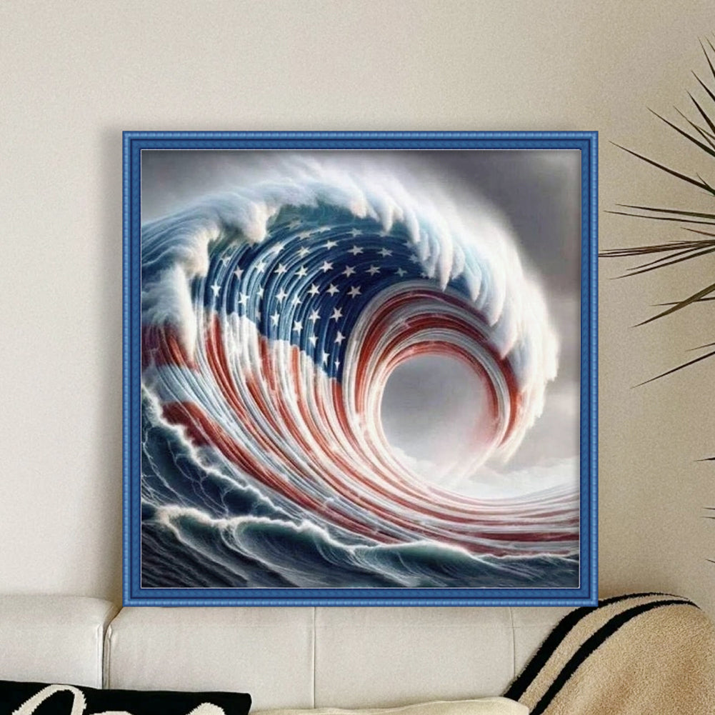 Independence Day Waves - 11CT Stamped Cross Stitch 40*40CM